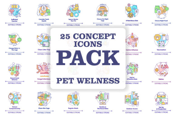 Enhance Your Pet Wellness Projects with the Pet Wellness Concept Icons Bundle