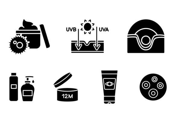 Understanding the Sun's Impact on Skin with the Sun Effect on Skin Black Glyph Icon Set
